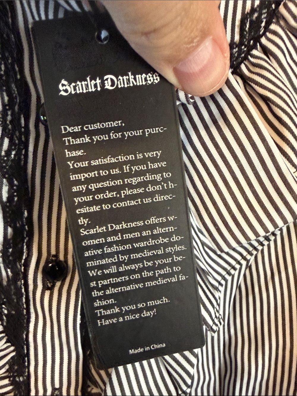 Victorian-Inspired Black & White Stripe Ruffle Button-Down Blouse- Medium-NWT - Picture 3 of 16